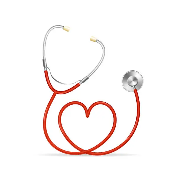 Vector illustration of Vector Red Stethoscope