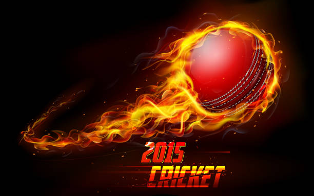 Fiery cricket ball illustration of fiery cricket ball in abstract background test cricket stock illustrations