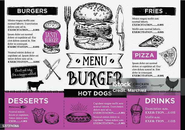 Restaurant Cafe Menu Template Design Stock Illustration - Download Image Now - Menu, Burger, Barbecue - Meal
