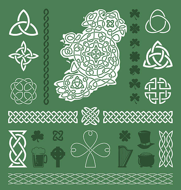 keltische design-elemente - irish culture stock-grafiken, -clipart, -cartoons und -symbole