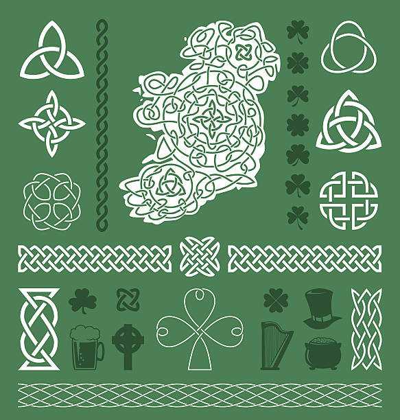 셀틱 디자인 요소 - celtic knot illustrations stock illustrations