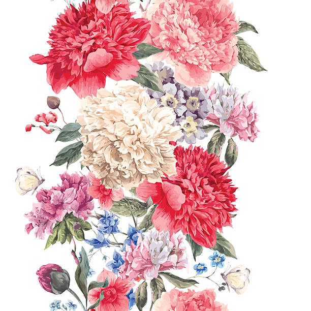 ilustrações de stock, clip art, desenhos animados e ícones de vector fronteiras florais sem costura vintage - bride backgrounds white bouquet