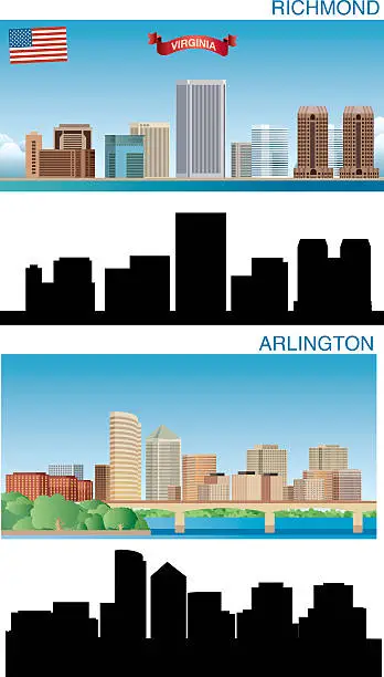 Vector illustration of Arlington and Ricmond Skyline