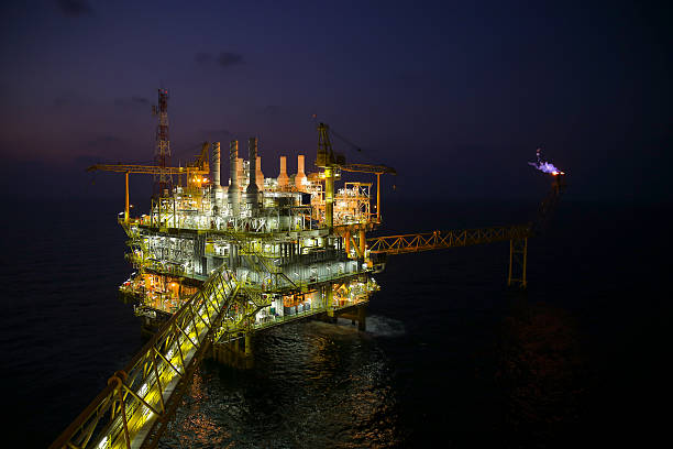 istock oil and gas construction in night view. 537315237