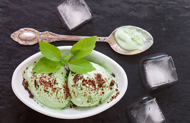 istock Homemade organic mint ice cream with chocolate.  refreshing summer desser 537316714