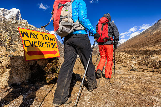istock Group of trekkers on the way to Everest Base Camp 537318363