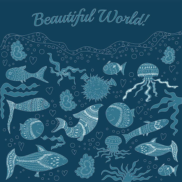 istock Vintage set of sea fishes 537318563