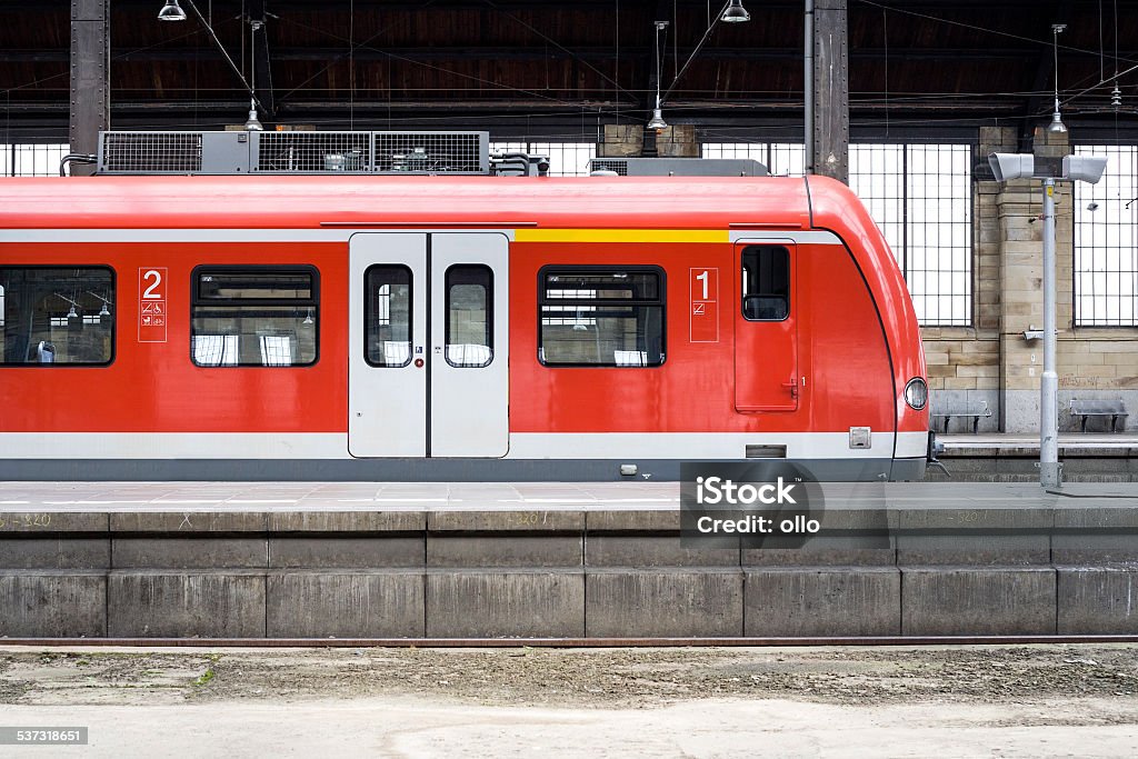 Waiting S-Bahn, railroad station Waiting S-Bahn on railroad station platform Train - Vehicle Stock Photo