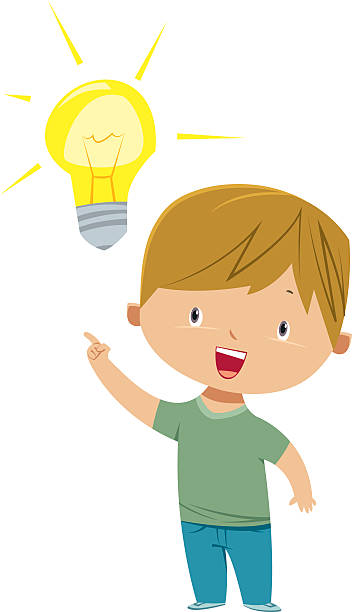 ilustrações, clipart, desenhos animados e ícones de criança com ideia. - inspiration child ideas intelligence