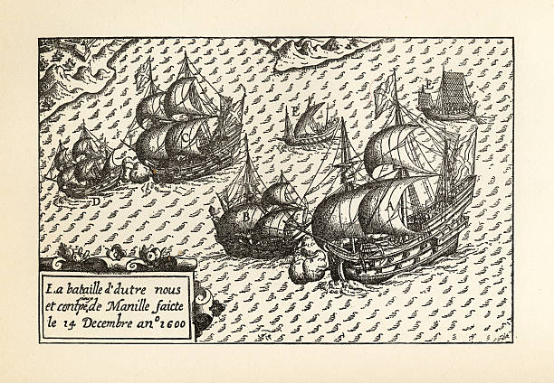 istock Engraving of Van Noort Landing in Manila Bay, Philippines, 1600 537319202