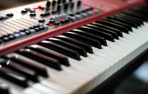 istock Female white hands playing digital keyboard at a concert 537319318