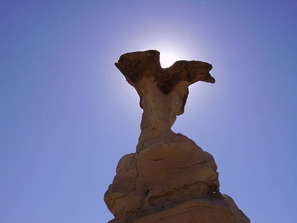 Eagle Rock Eroded sandstone on volcanic ash in the desert west of Albuquerque, New Mexico in the Rio Puerco Valley. albuquerque volcanoes stock pictures, royalty-free photos & images