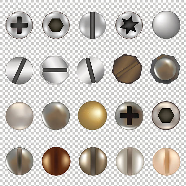 Bolts And Screws Big Set Bolts And Screws Big Set, Isolated on Transparent Background, With Gradient Mesh, Vector IllustrationBolts And Screws Big Set. Vector Illustration EPS10. Contains transparency. rivet stock illustrations