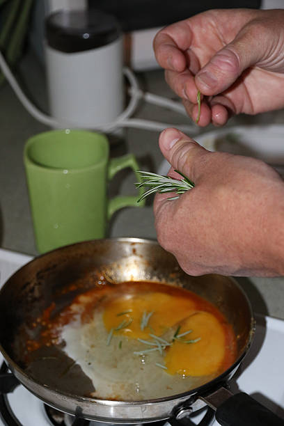 People: Man cooking breakfast