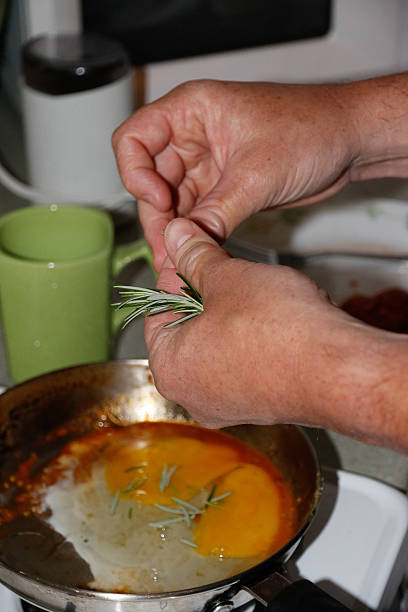 People: Man cooking breakfast