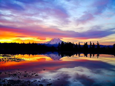 An amazing sunrise over Mt. Rainier.