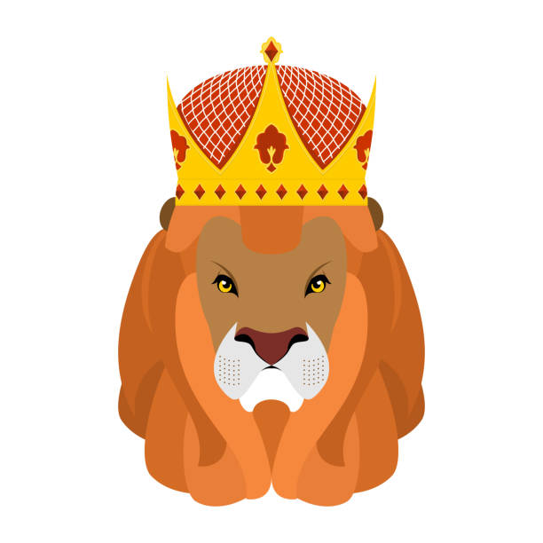 istock Lion King and crown. Head of predator with shaggy mane 537331462