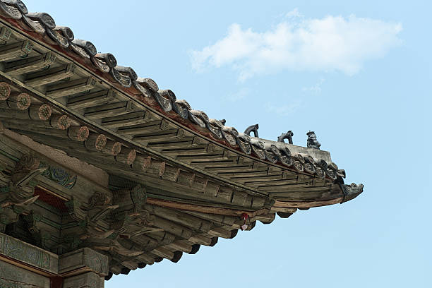 istock Traditional korea roof decoration. blue sky and Colorful structures 537333560