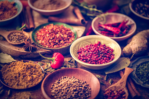 istock Spices and Herbs on Wooden Background 537339730