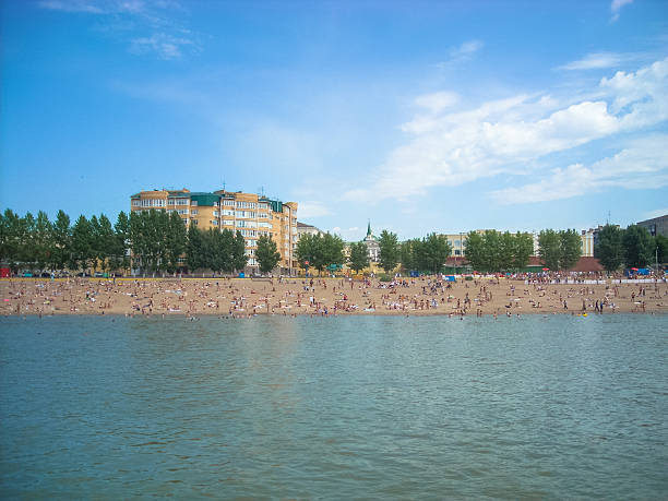istock Omsk beach with people 537339734