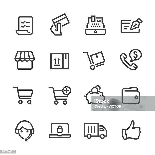 Shopping And Ecommerce Icons Line Series Stock Illustration - Download Image Now - Icon Symbol, Shopping Cart, Checkout