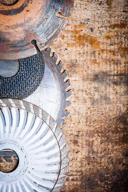 istock Cutting disks on wooden plank 537342284