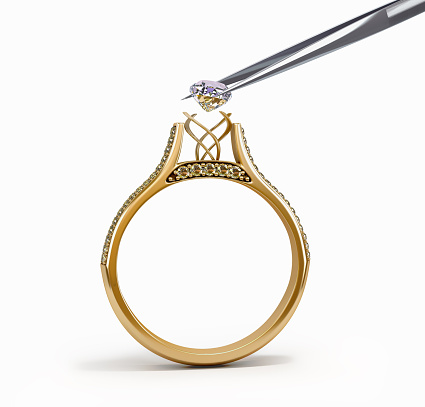 tweezers inserts diamond ring 3d illustration