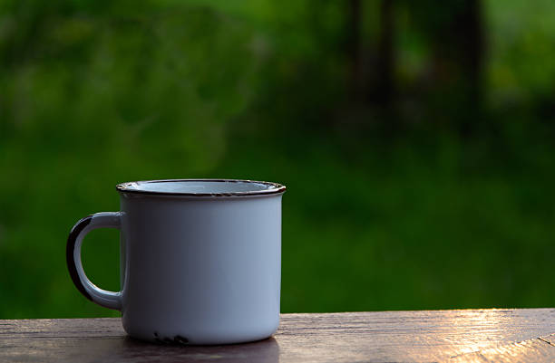 blanco taza de café sobre la mesa - formal garden ornamental garden lighting equipment night fotografías e imágenes de stock