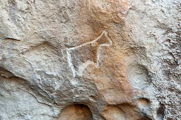 Prehistorical petroglyphs in Qobustan, Azerbaijan. Qobustan petroglyphs are listed by UNESCO as World Heritage.