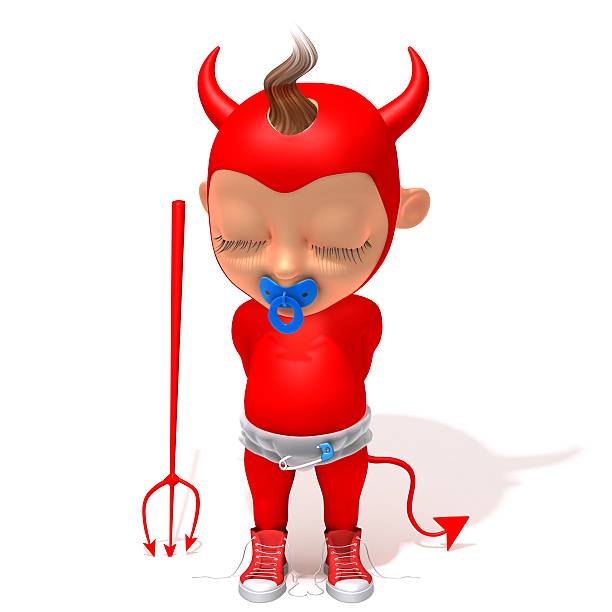 bébé jake devil 3d illustration - holiday halloween holidays and celebrations basket photos et images de collection