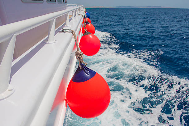 View down the side of a private motor boat
