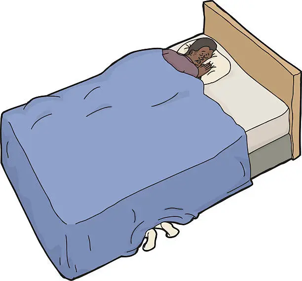 Vector illustration of Frightened Man Trying to Sleep