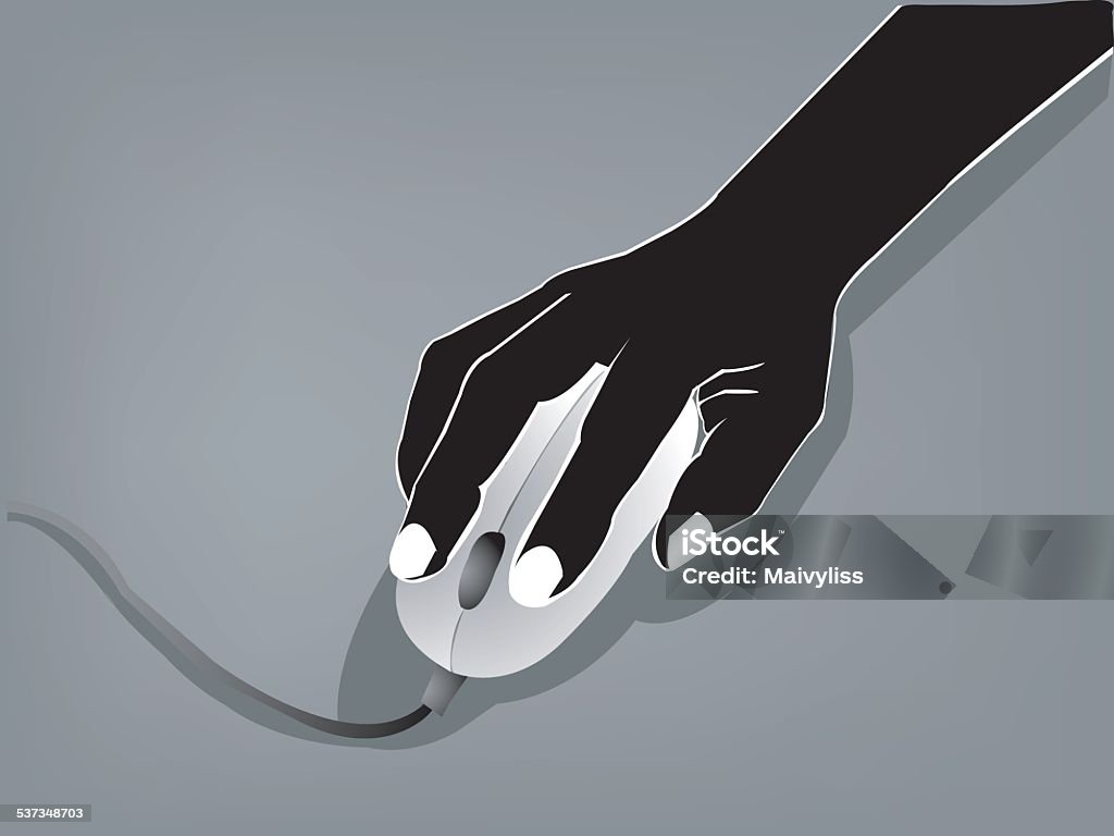 Vector Hands Using Computer Hand Using Computer Mouse Version 1 In Shadow Design Stock Illustration ...