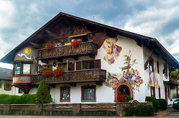 Old house in the Bavarian style, a town in Bavaria