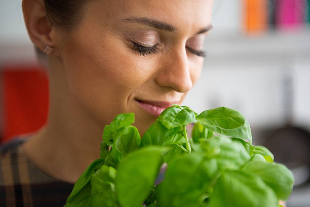 istock young housewife enjoying fresh basil 537348743
