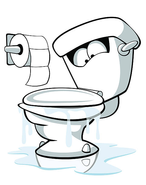 Overflowing Toilet A vector illustration of an overflowing toilet. flushing stock illustrations