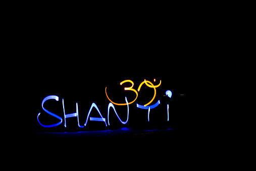 Lightpainting of the word Shanti (meaning calm in Hindi) with and 
