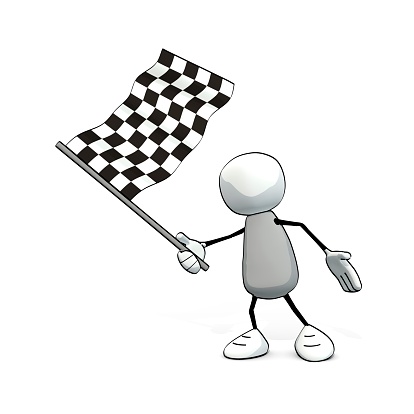 little sketchy man with checkered flag