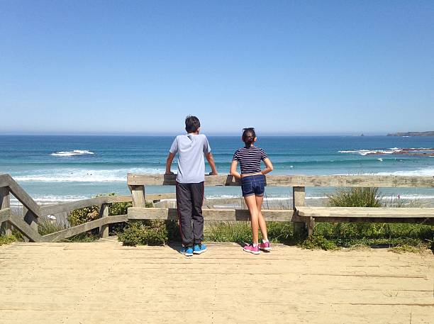 istock Siblings enjoying the view of the surf beach 537356178
