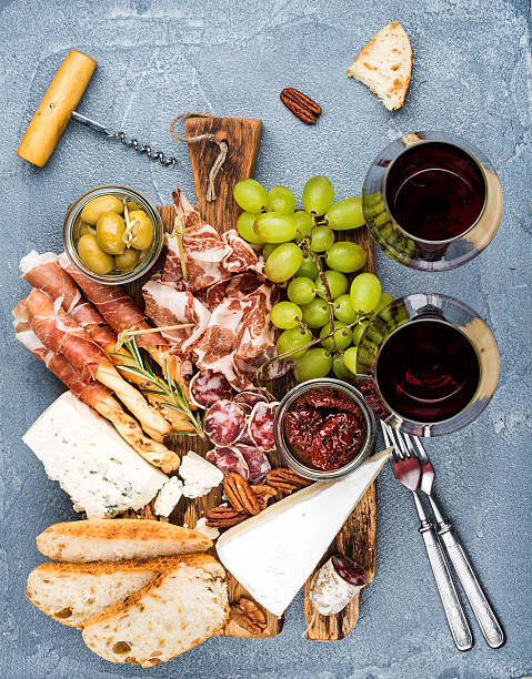 istock Cheese and meat appetizer selection or wine snack set. Variety 537358456
