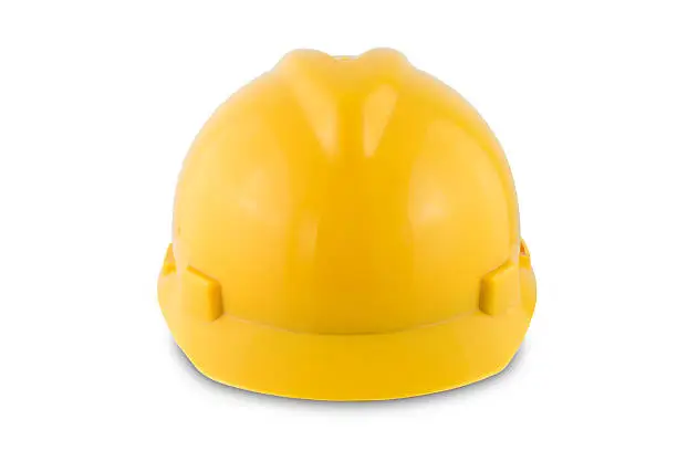 Photo of Yellow safety helmet  isolated on white background