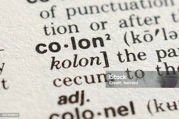 The Word Colon Stock Photo - Download Image Now - Black Color, Cecum, Close-up