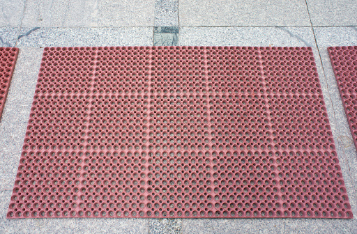 The anti slip rubber mat on granite floor.
