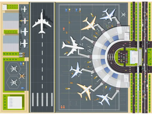 Vector illustration of Airport view from above