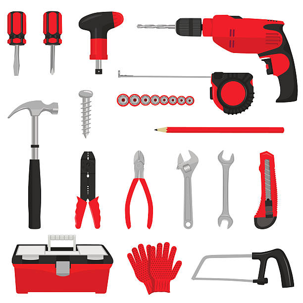 Tools icons set Construction repair tools icons set isolated on white background. Colored flat vector illustration wire cutter stock illustrations