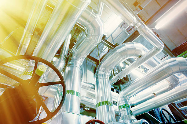 istock Industrial zone, Steel pipelines, valves and cables 537361994