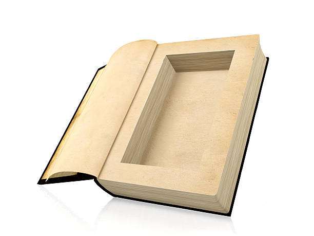 istock Opened ancient paper book with a hole in a middle 537362084