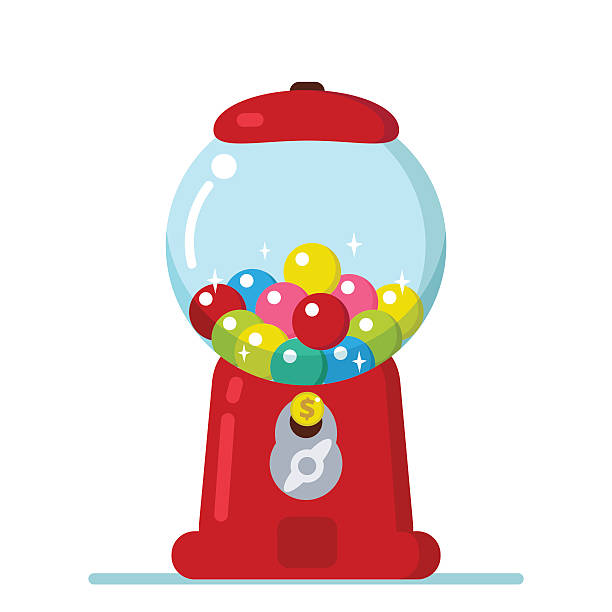 Gumball machine Vector Gumball machine illustration. Bubble gum machine in cartoon style. gumball machine stock illustrations