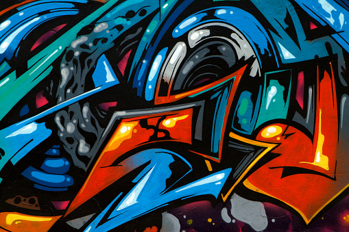 Color image of the graffiti wall at the community center.