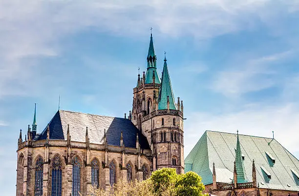The Catholic Erfurt Cathedral located on Cathedral Hill of Erfurt, in Thuringia, Germany
